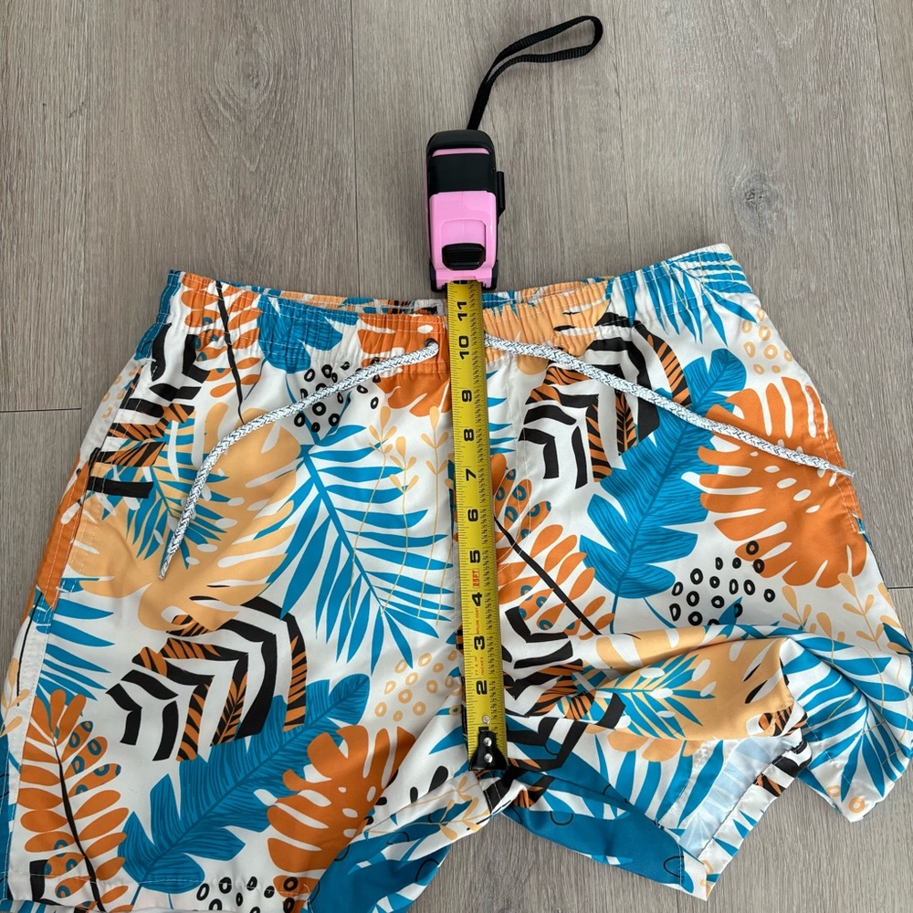 Boys Swim Trunks Shorts Large Blue Orange Cream 
Tropical Print Summer Swim Pool - Picture 10 of 13